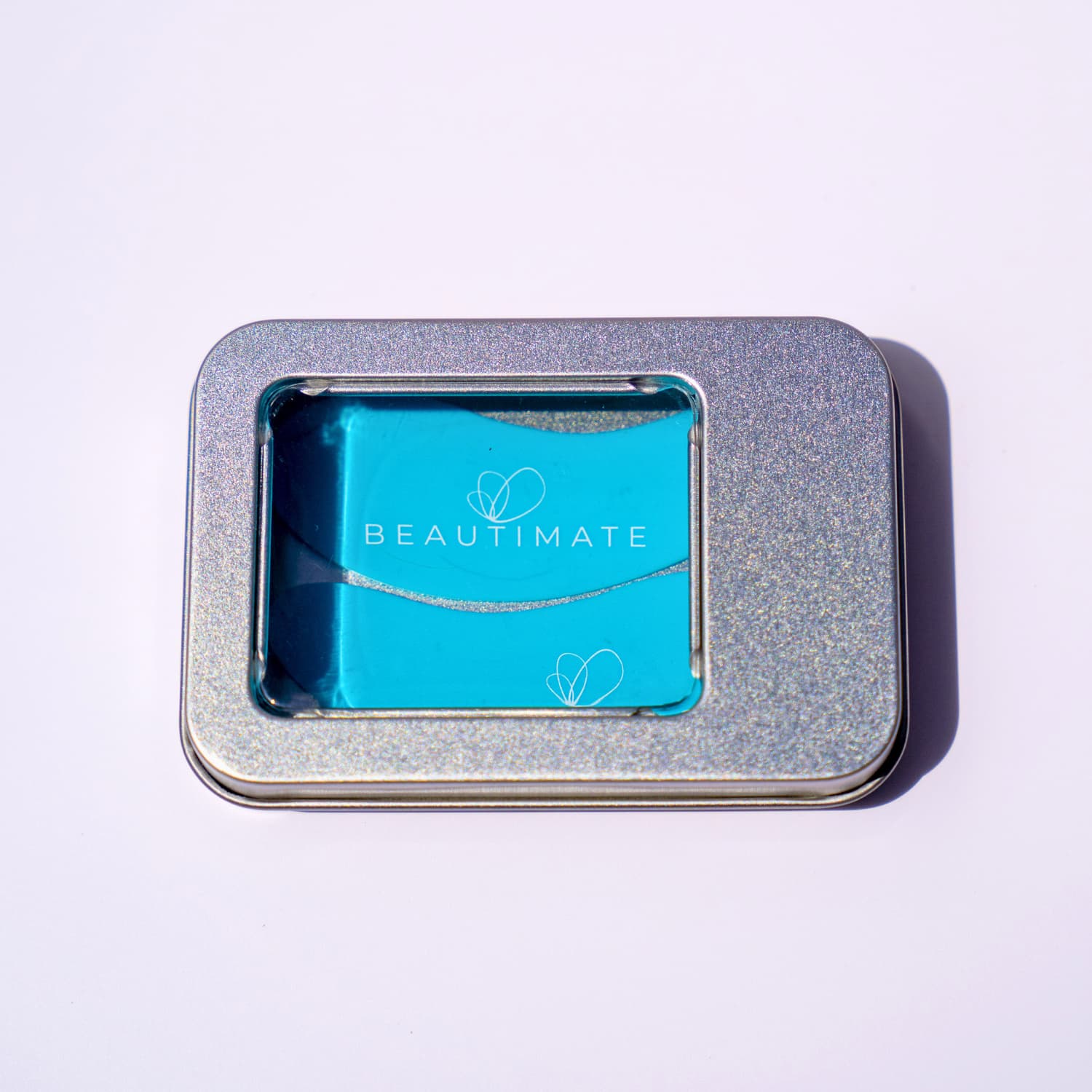 Beautimate blue silicone under-eye patches with the storage tin