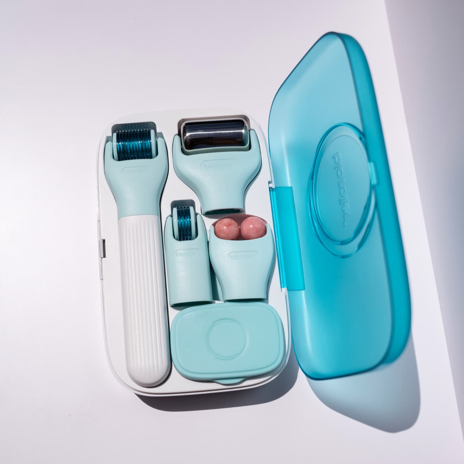 Full view of Beautimate 10-piece microneedling and facial massage roller kit