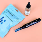 Beautimate Complete Microneedling System including microneedle pen, hyaluronic acid serum, and sterile replacement cartridges.