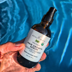 Organic hair rosemary castor oil serum for hairline, and scalp health