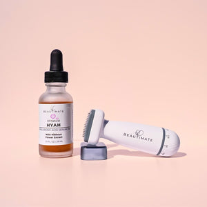 Beautimate 120-pin Adjustable Derma Stamp and Hyah Serum shown together