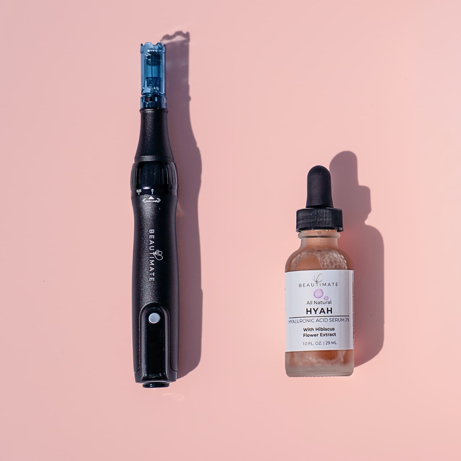 beautimate microneedle pen and hyah serum started kit for microneedling at home