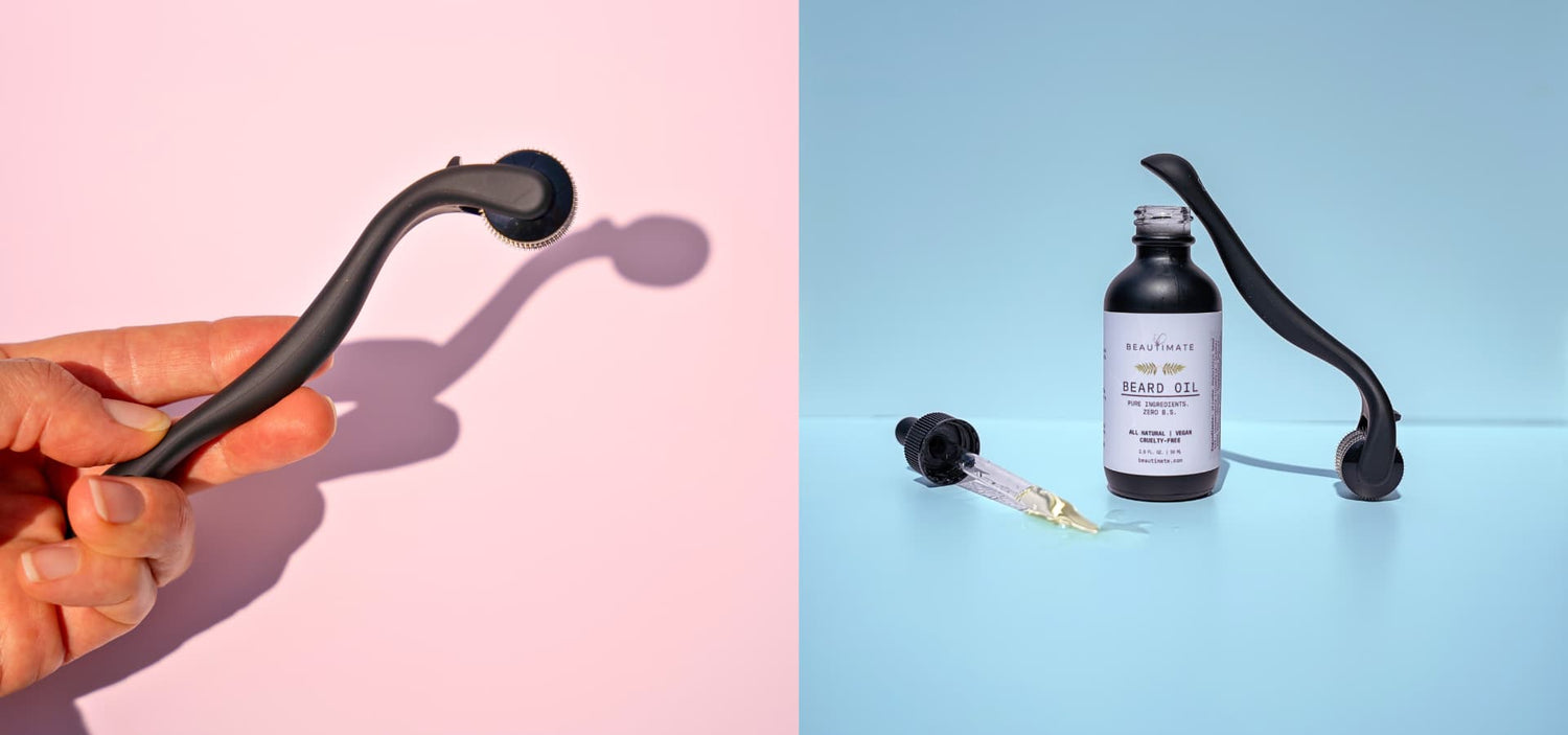 derma roller and beard serum for shinny full beard