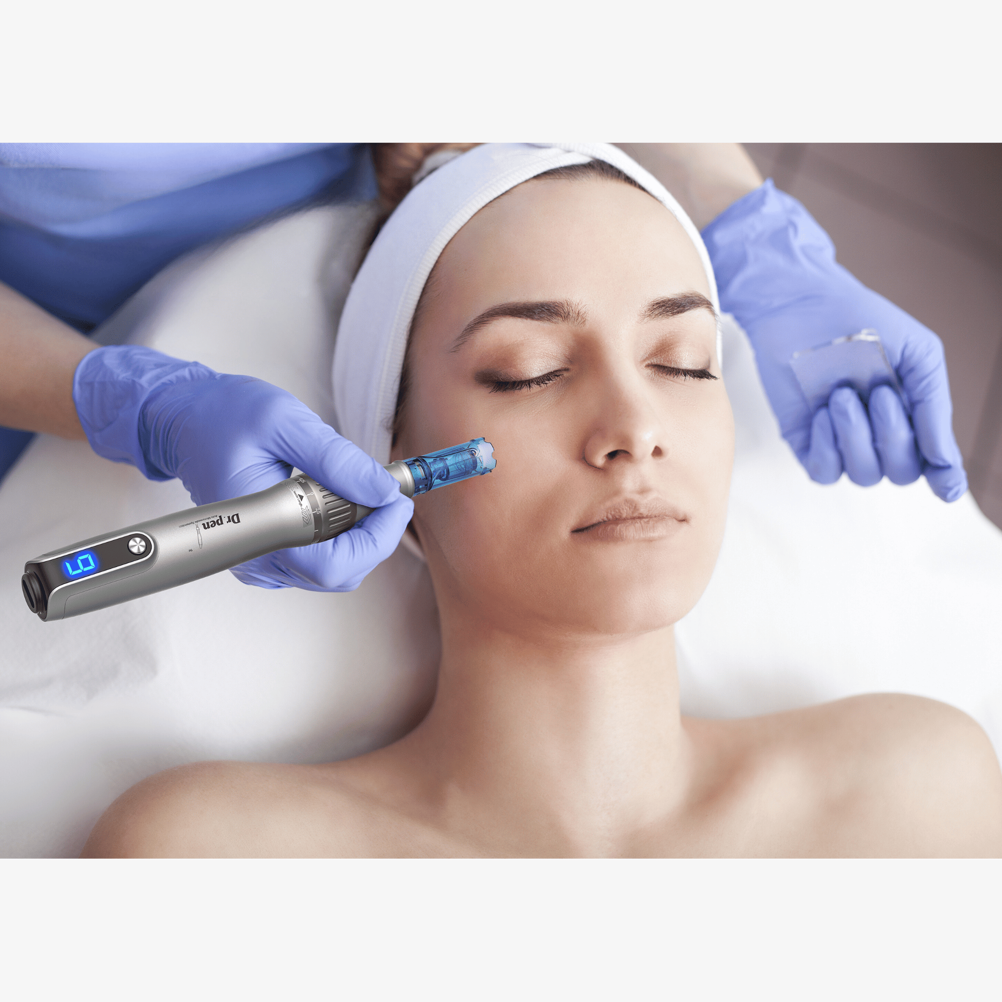 woman using dr pen m8s