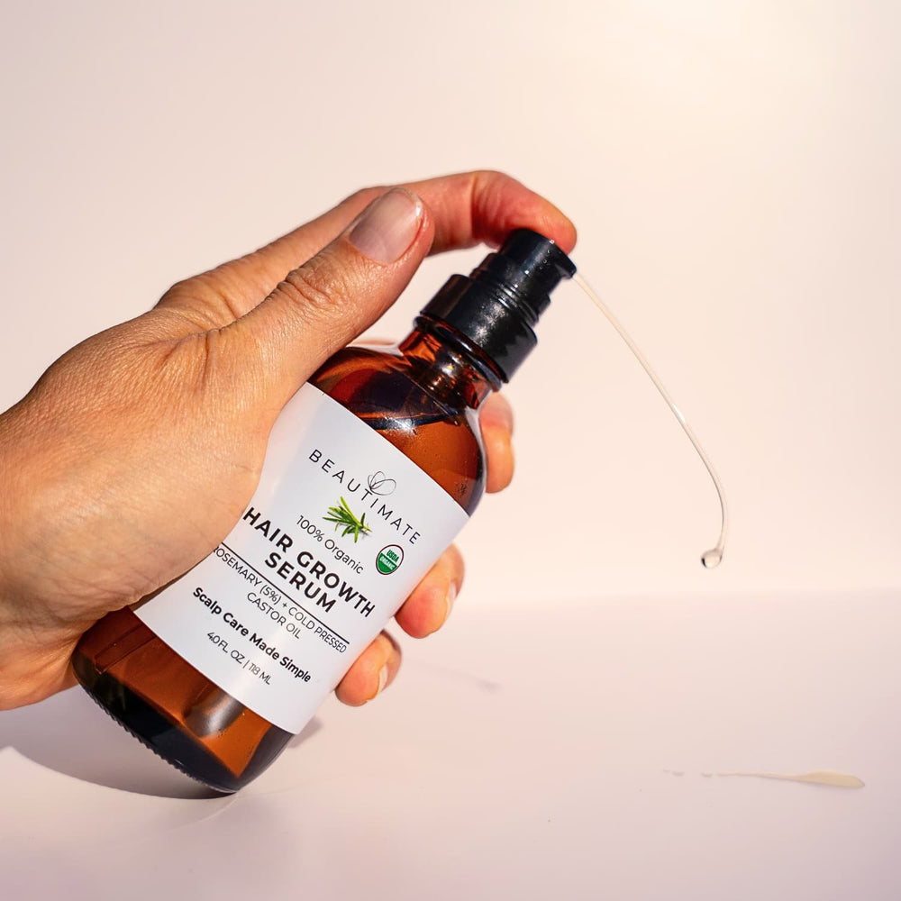 USDA organic scalp serum for strengthening roots and promoting hair fullness