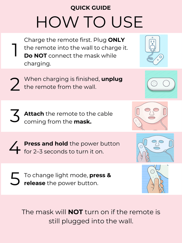 Instructions on how to use beautimate LED Light Therapy Mask