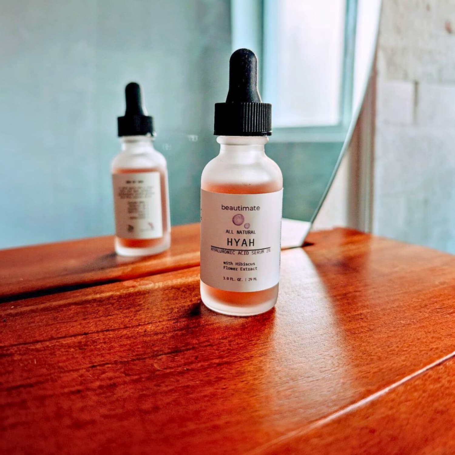 hyah serum on a bathroom shelf