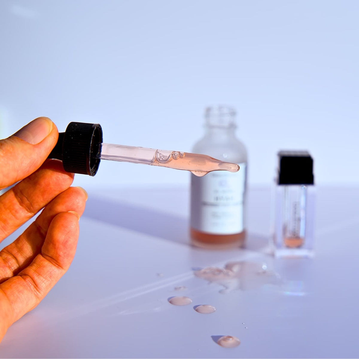 Close-up of Hyah Serum texture showing its lightweight, water-based consistency.