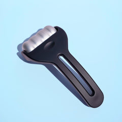 Beautimate Metal Ice Roller with solid aluminum roller head and black handle.