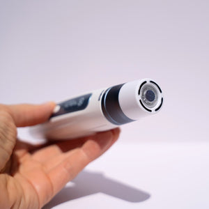 Close-up of Beautimate Hydra Pen showing nano cartridge and ergonomic design