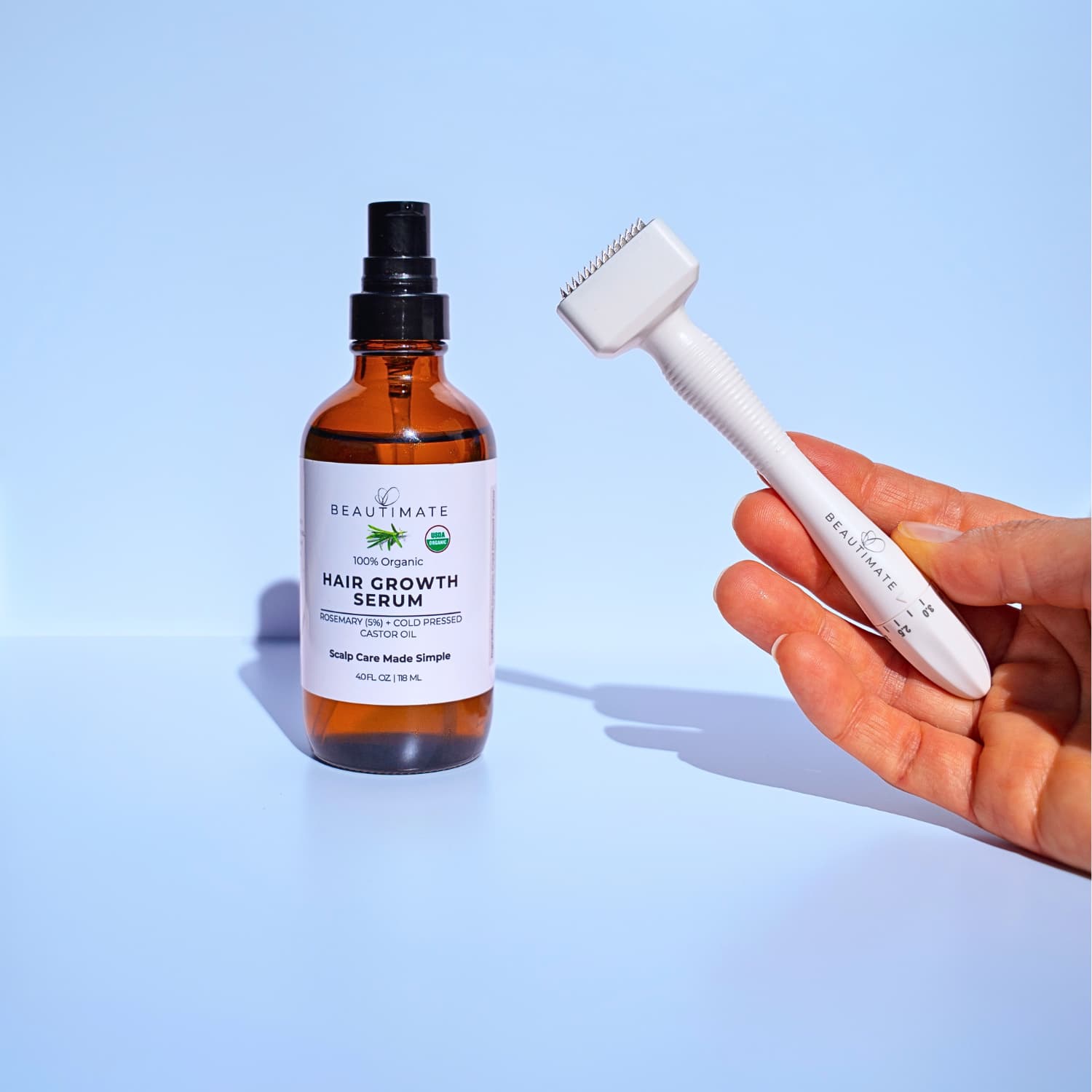 beautimate hair growth serum and derma stamp