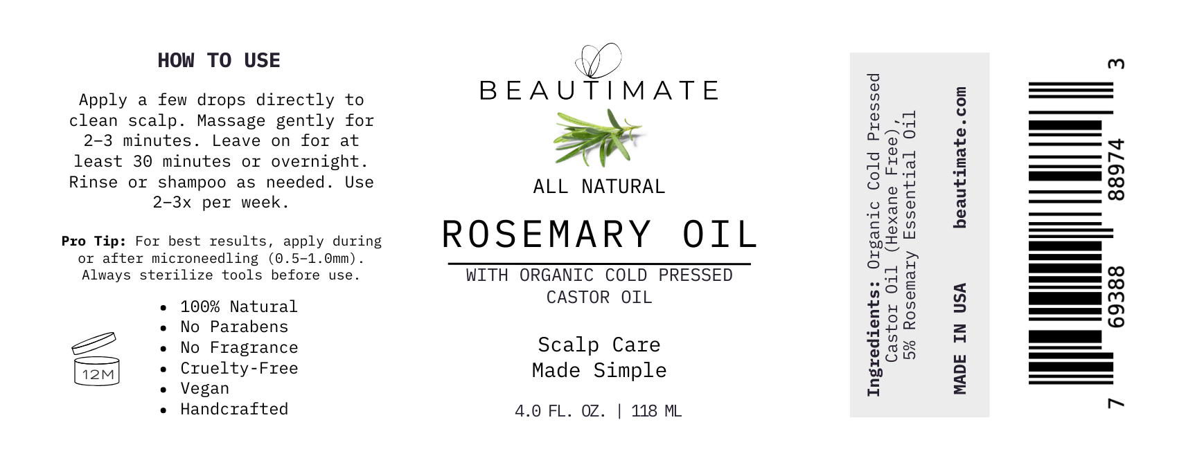 rosemary oil label 