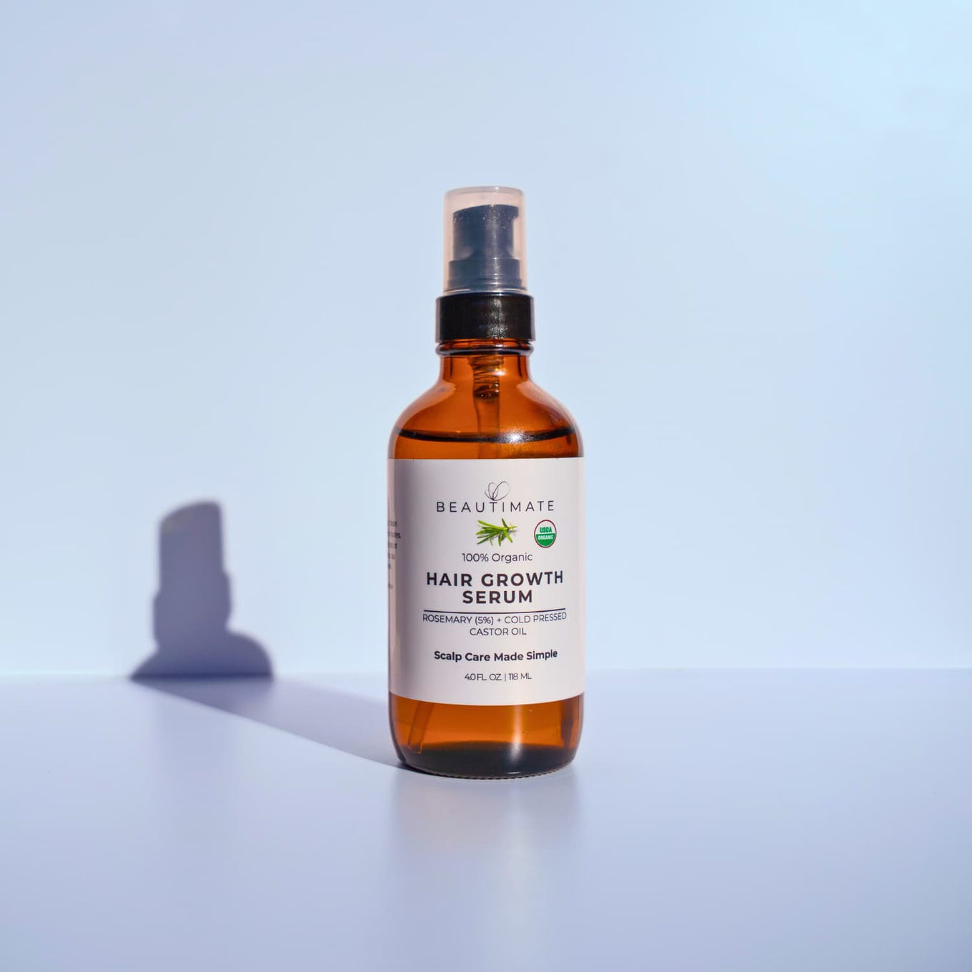 USDA organic scalp serum for strengthening roots and promoting hair fullness