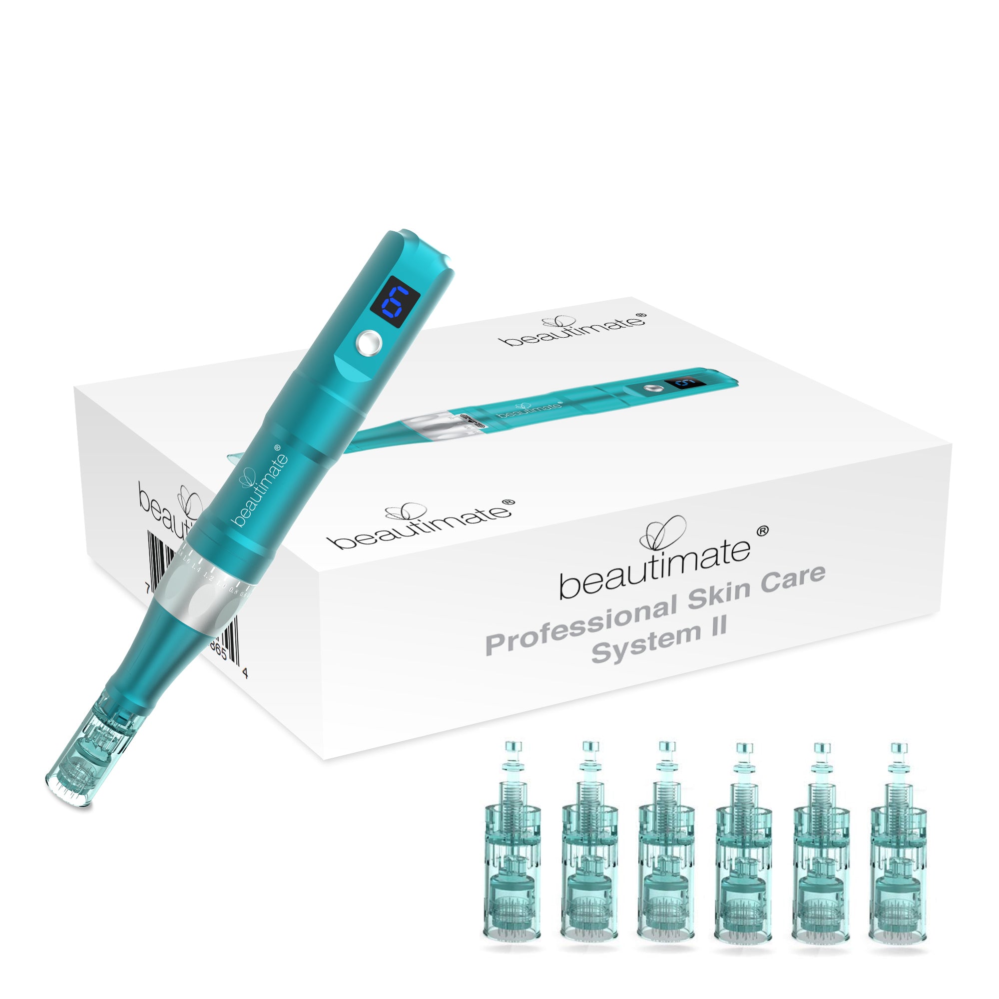 beautimate Microneedle Derma Pen II with packaging and cartridges