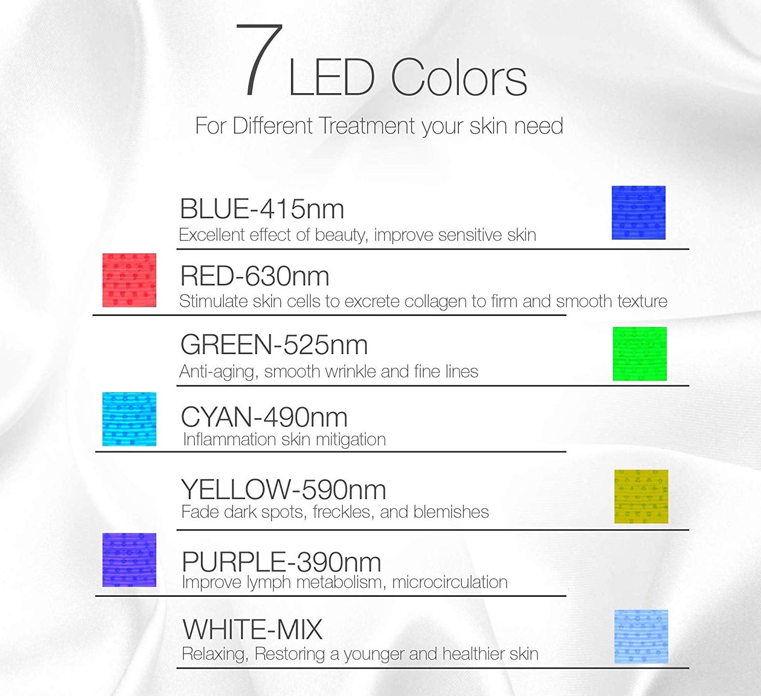 7 different color treatments and benefits